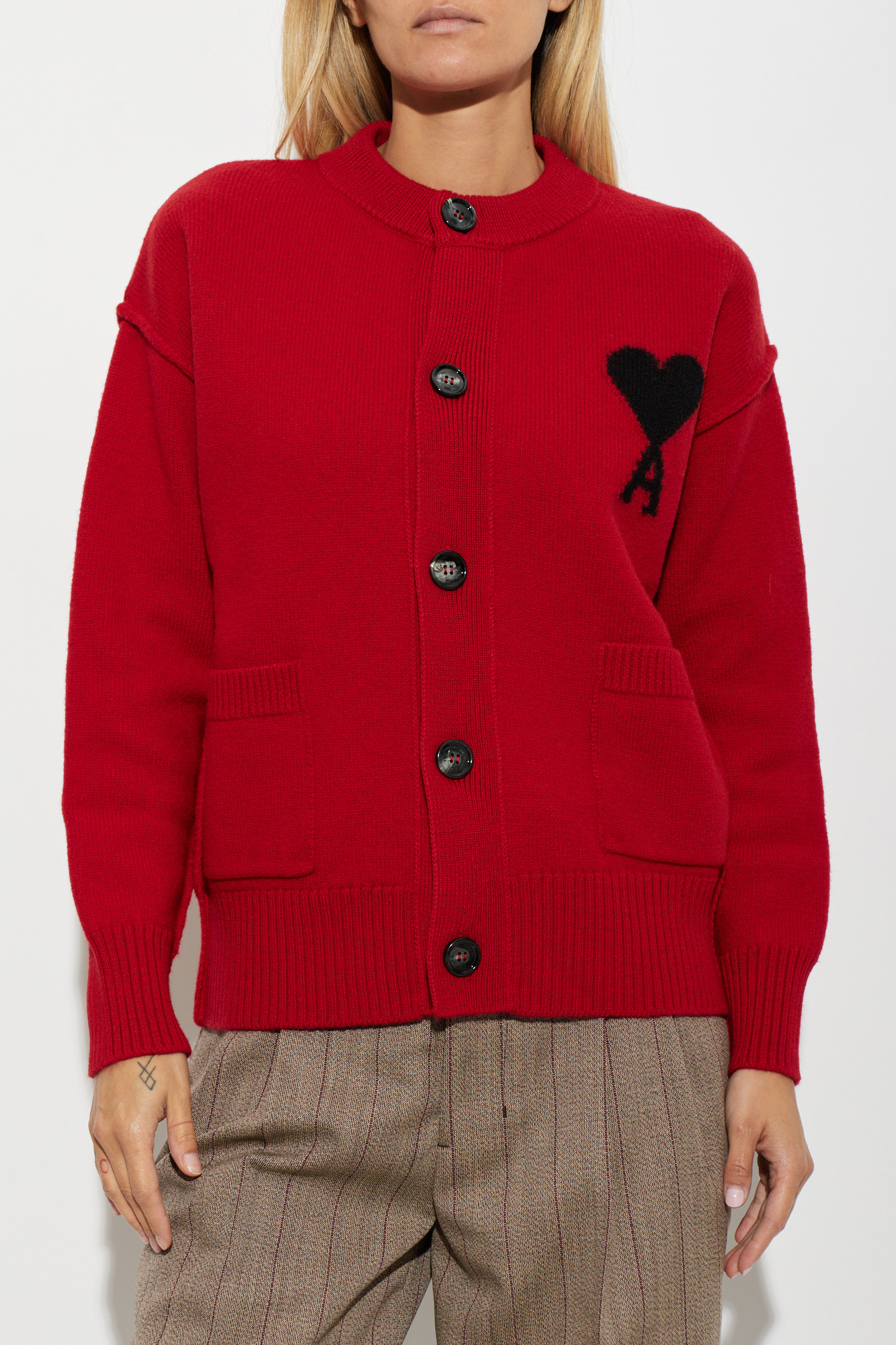 Ami Alexandre Mattiussi Wool Cardigan with Pockets | Women's | Vitkac